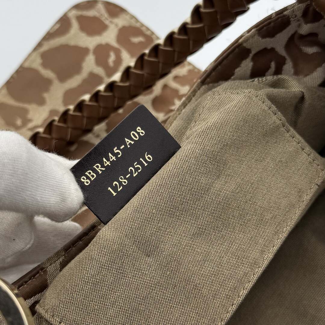 Fendi Chef Leopard Canvas Shoulder Bag