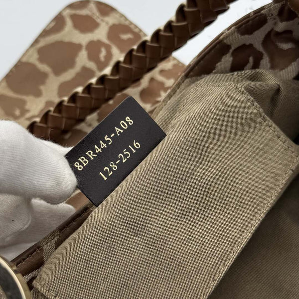 Fendi Chef Leopard Canvas Shoulder Bag