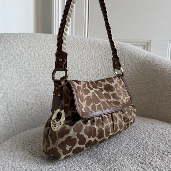 Fendi Chef Leopard Canvas Shoulder Bag
