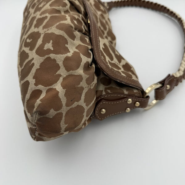 Fendi Chef Leopard Canvas Shoulder Bag