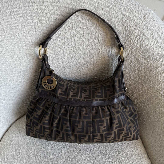 Fendi Zucca Charm Shoulder Bag