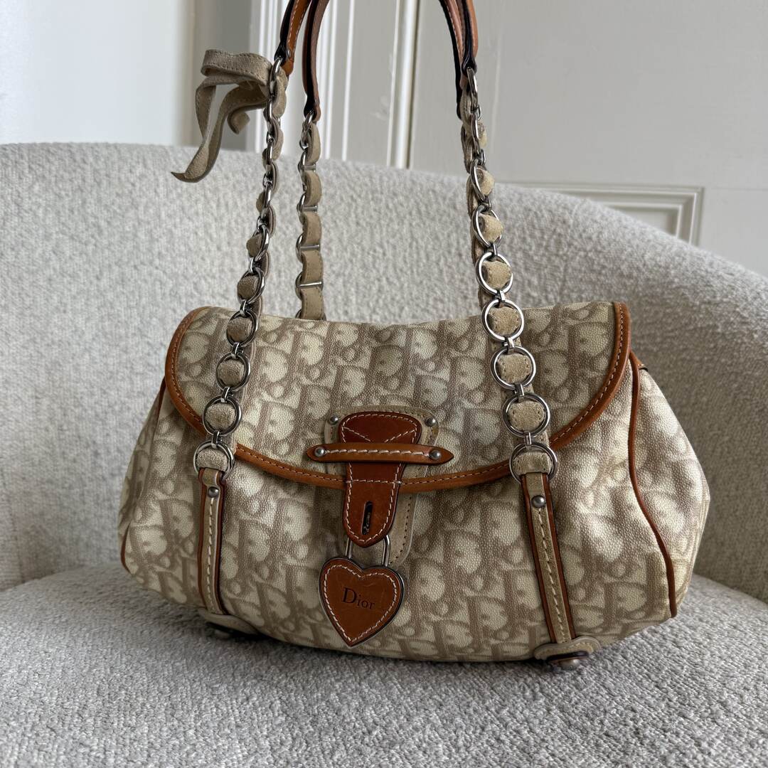 2007 Dior Romantique Trotter Cream Shoulder Bag