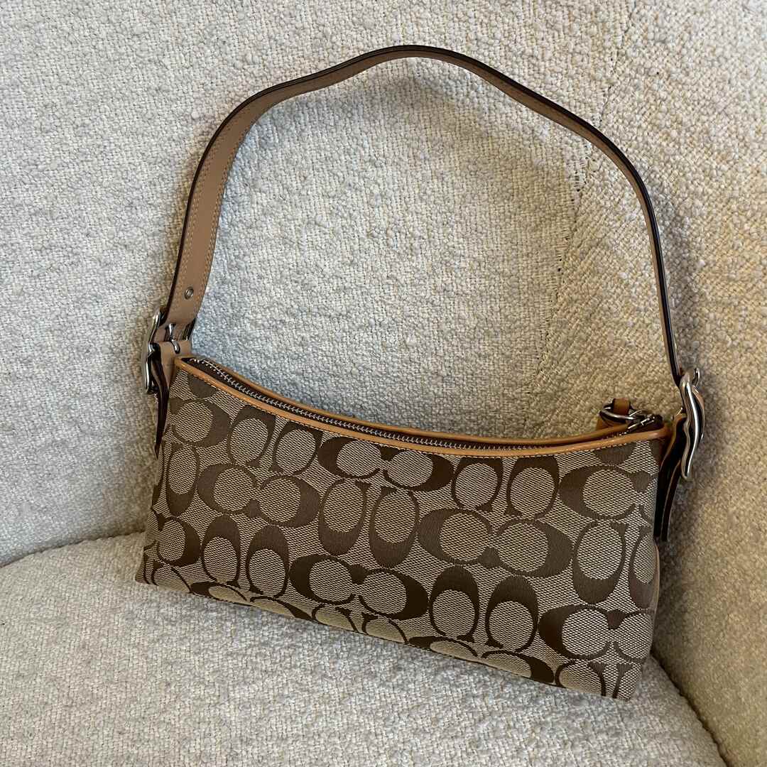 Coach Signature Tan Baguette Shoulder Bag