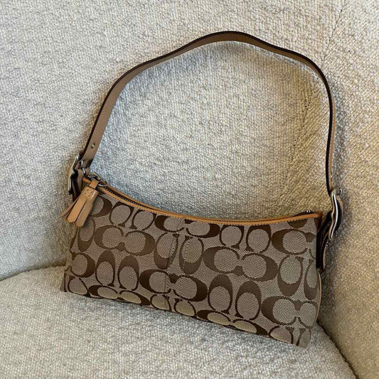 Coach Signature Tan Baguette Shoulder Bag