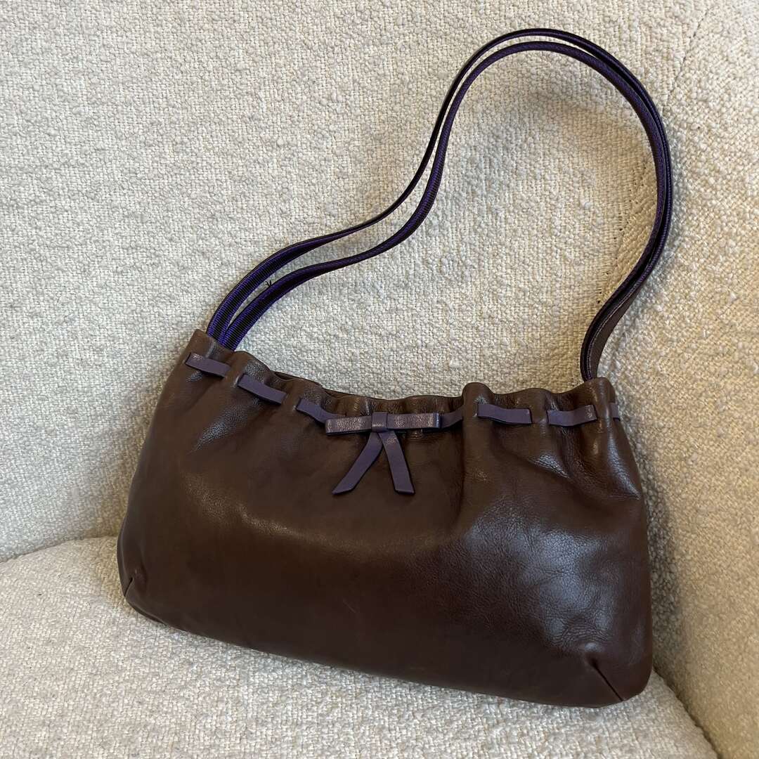 Miu Miu Archive Bow Leather Brown Shoulder Bag