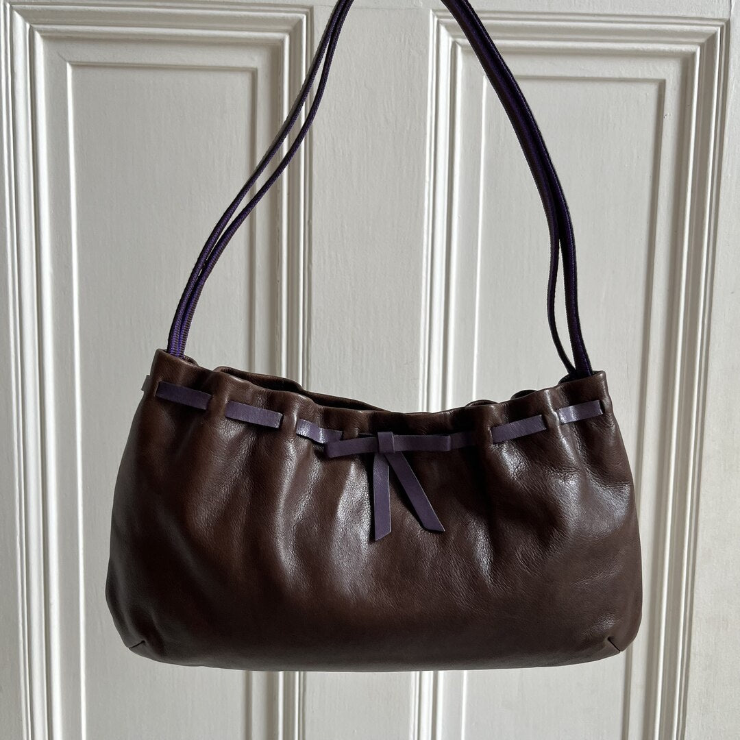 Miu Miu Archive Bow Leather Brown Shoulder Bag