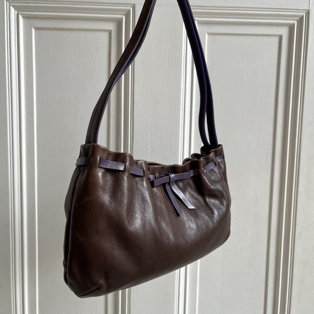 Miu Miu Archive Bow Leather Brown Shoulder Bag