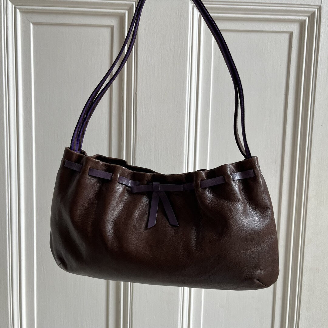 Miu Miu Archive Bow Leather Brown Shoulder Bag