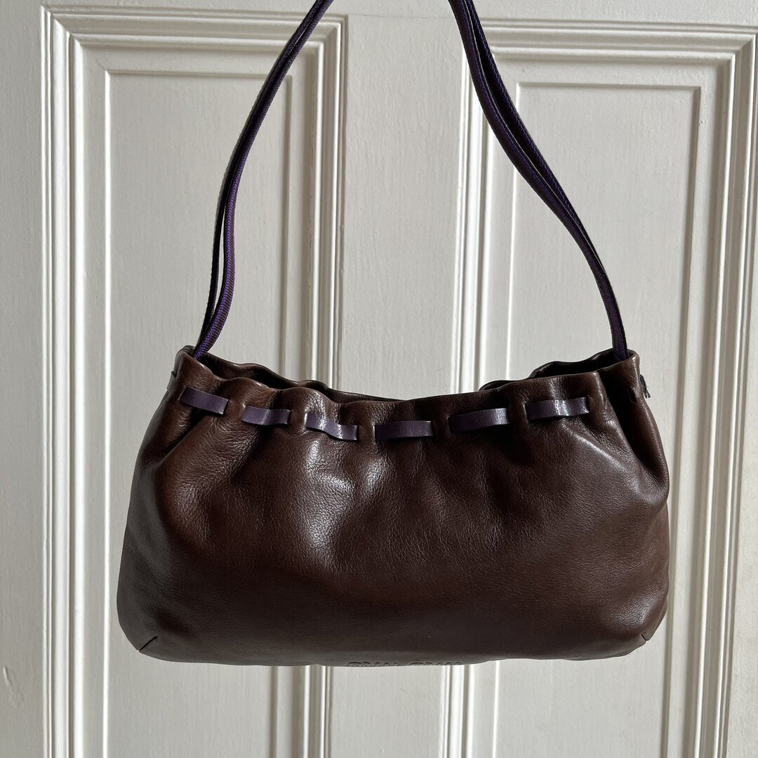 Miu Miu Archive Bow Leather Brown Shoulder Bag