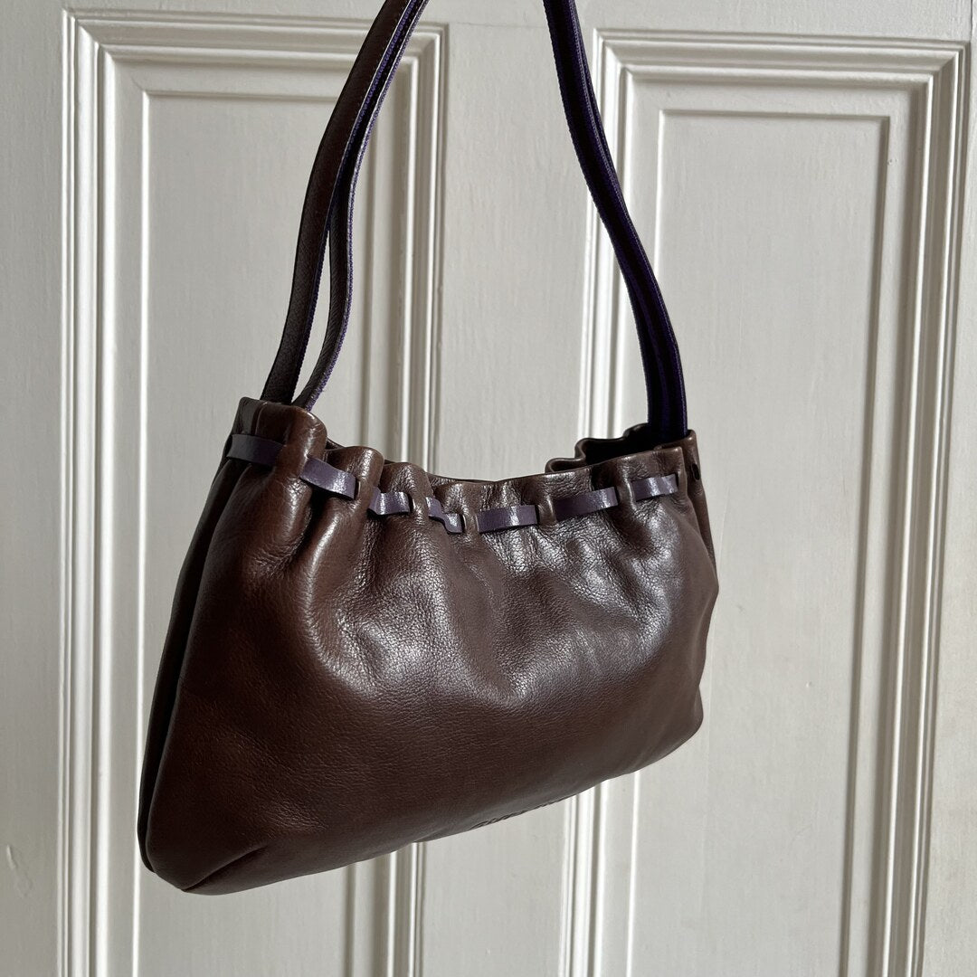 Miu Miu Archive Bow Leather Brown Shoulder Bag