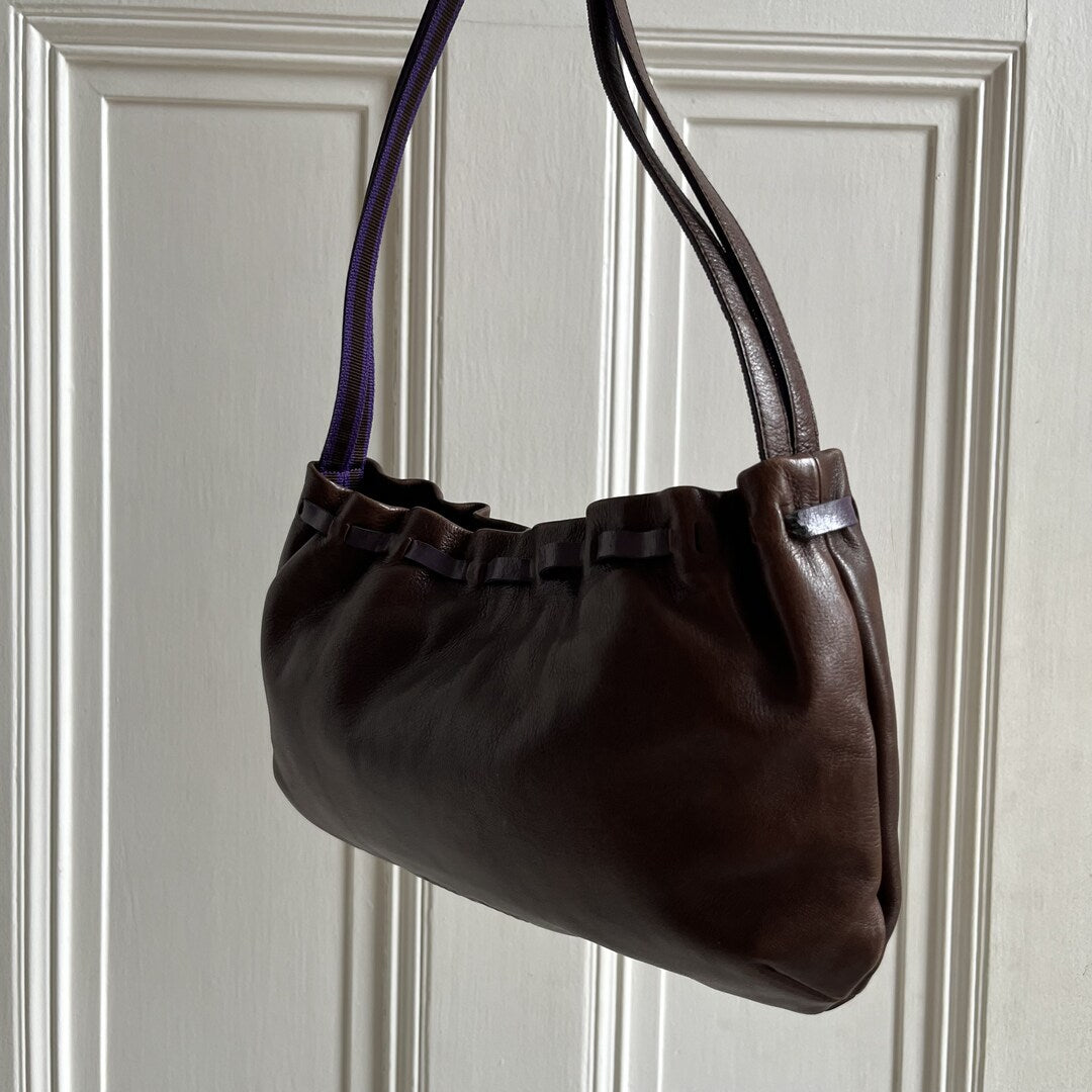 Miu Miu Archive Bow Leather Brown Shoulder Bag