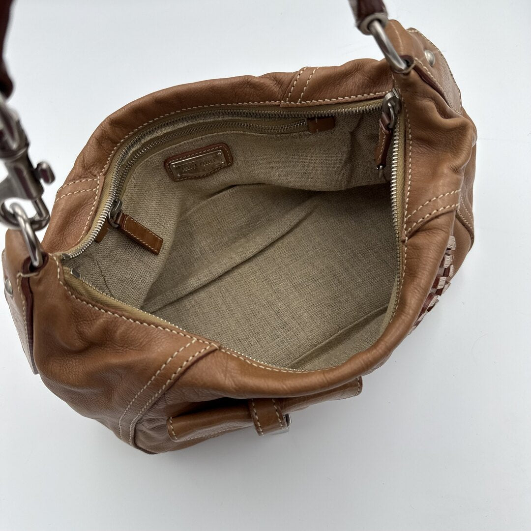 RARE Miu Miu Pocket Leather Brown Shoulder Bag