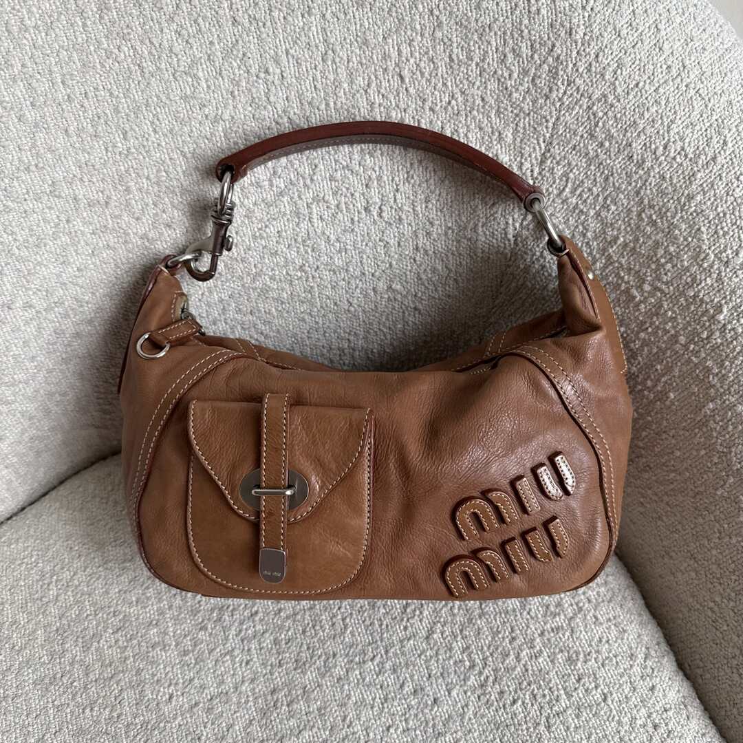 RARE Miu Miu Pocket Leather Brown Shoulder Bag