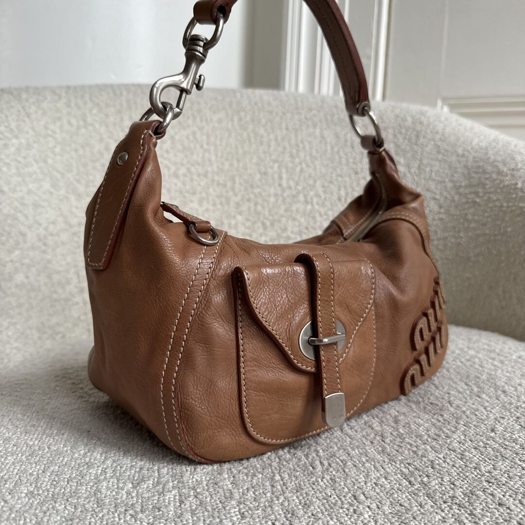 RARE Miu Miu Pocket Leather Brown Shoulder Bag