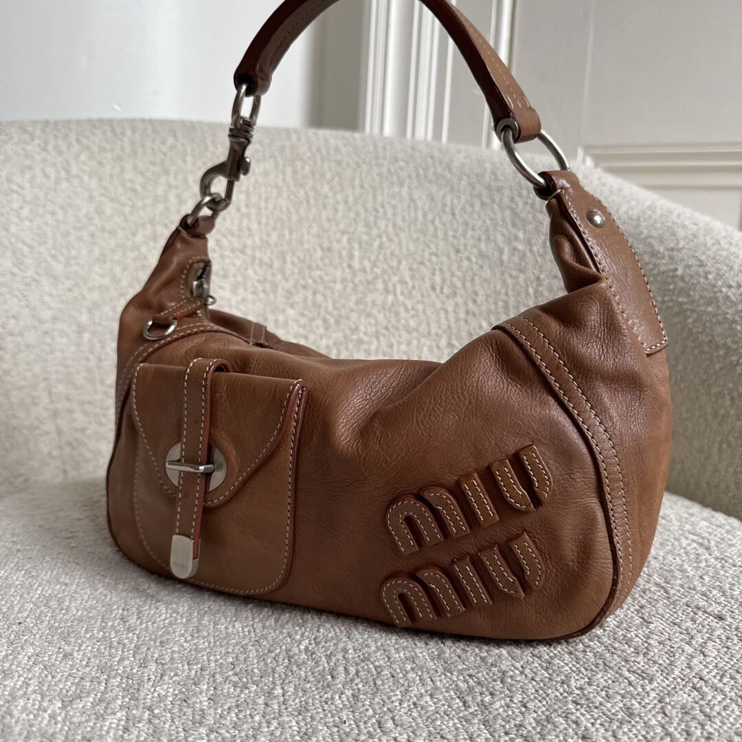 RARE Miu Miu Pocket Leather Brown Shoulder Bag