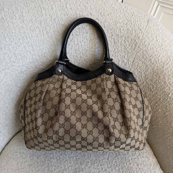 Gucci Monogram Sukey Black Tote Bag