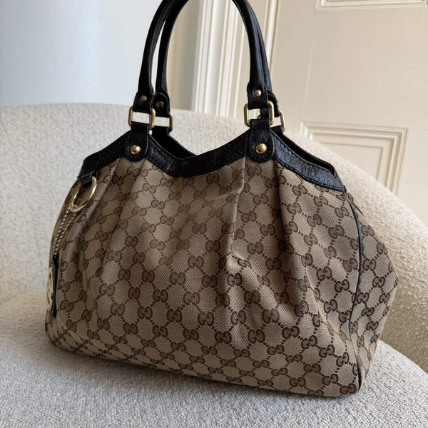 Gucci Monogram Sukey Black Tote Bag
