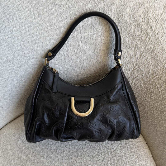Gucci Guccissima Abbey Leather Black Shoulder Bag