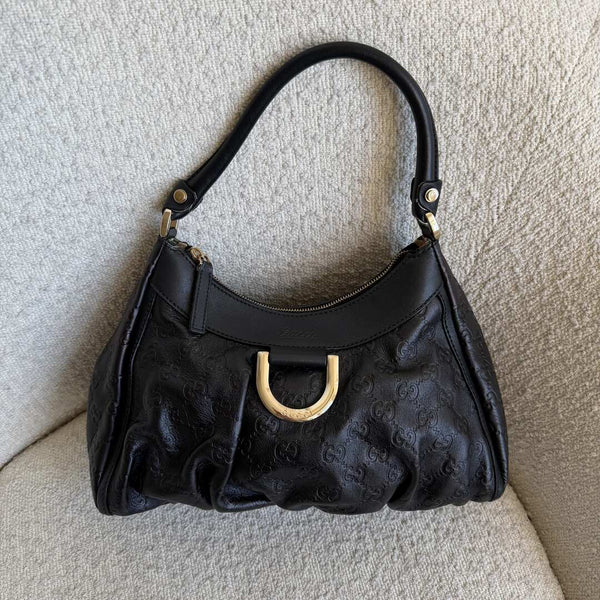Gucci Guccissima Abbey Leather Black Shoulder Bag