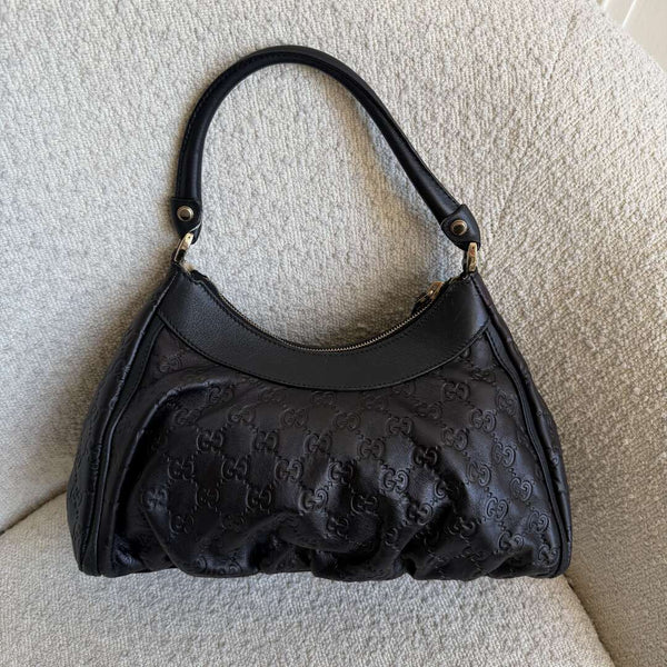 Gucci Guccissima Abbey Leather Black Shoulder Bag