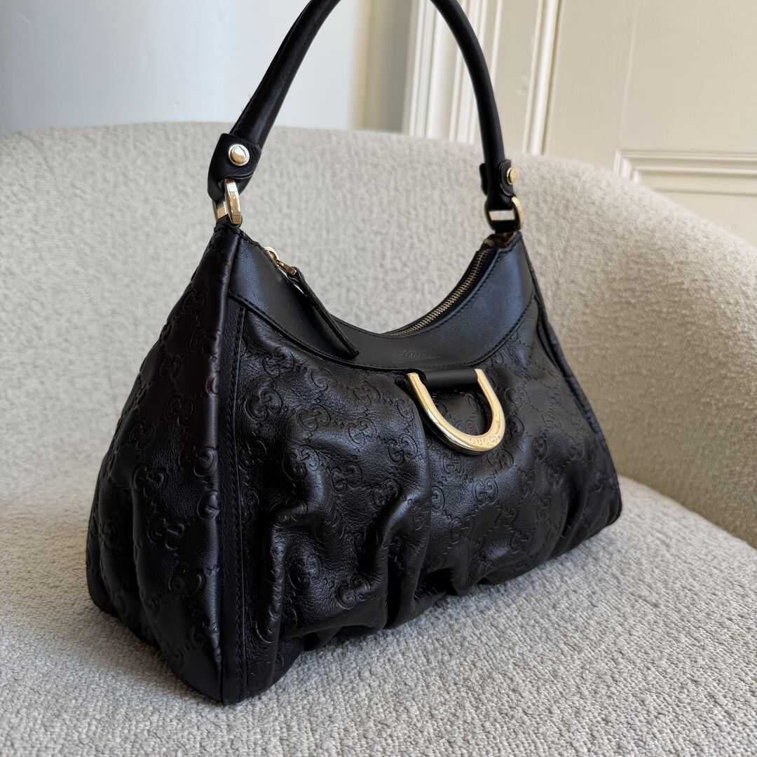 Gucci Guccissima Abbey Leather Black Shoulder Bag