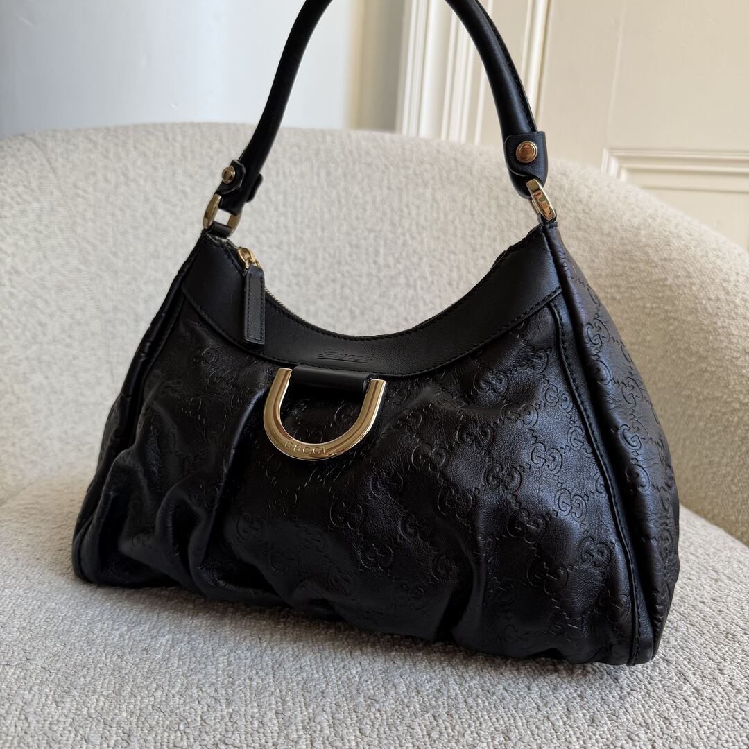 Gucci Guccissima Abbey Leather Black Shoulder Bag