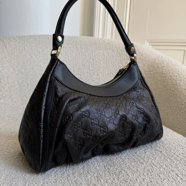 Gucci Guccissima Abbey Leather Black Shoulder Bag