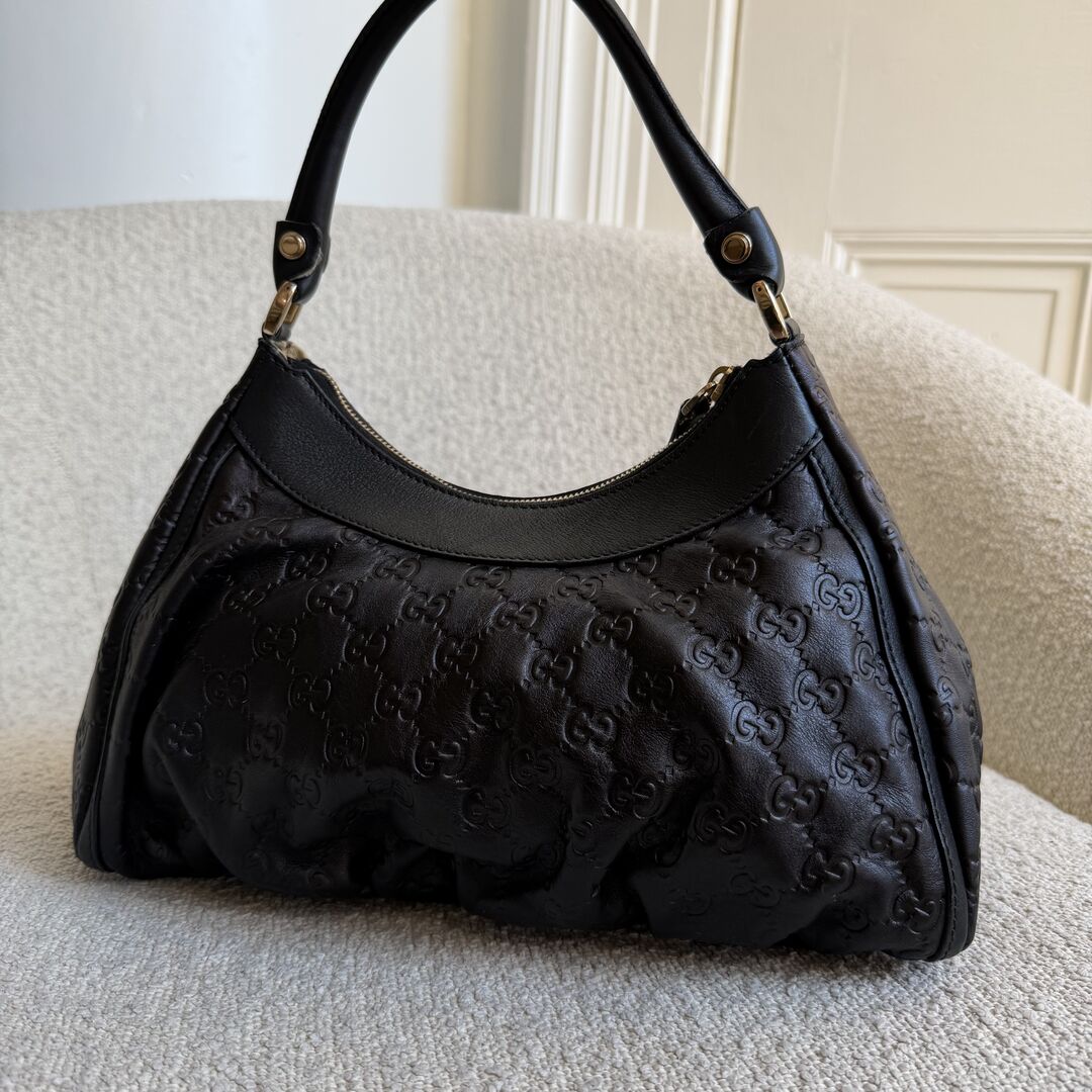 Gucci Guccissima Abbey Leather Black Shoulder Bag
