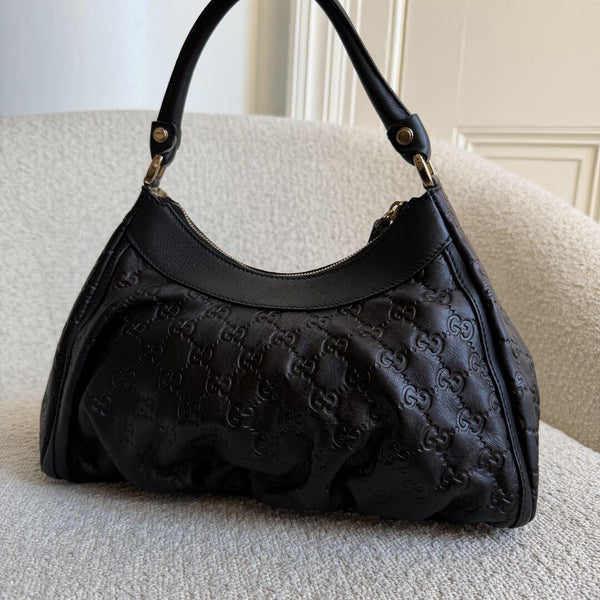 Gucci Guccissima Abbey Leather Black Shoulder Bag
