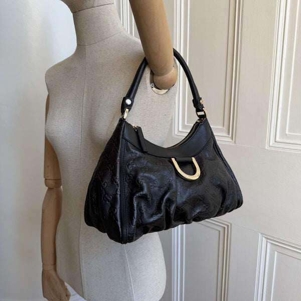Gucci Guccissima Abbey Leather Black Shoulder Bag