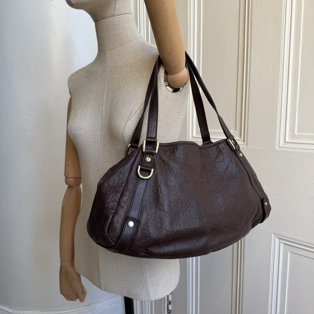 Gucci Guccissima Abbey Leather Brown Tote Bag