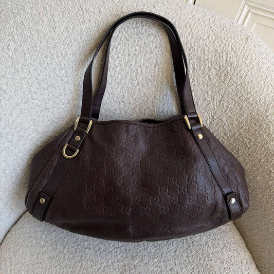 Gucci Guccissima Abbey Leather Brown Tote Bag
