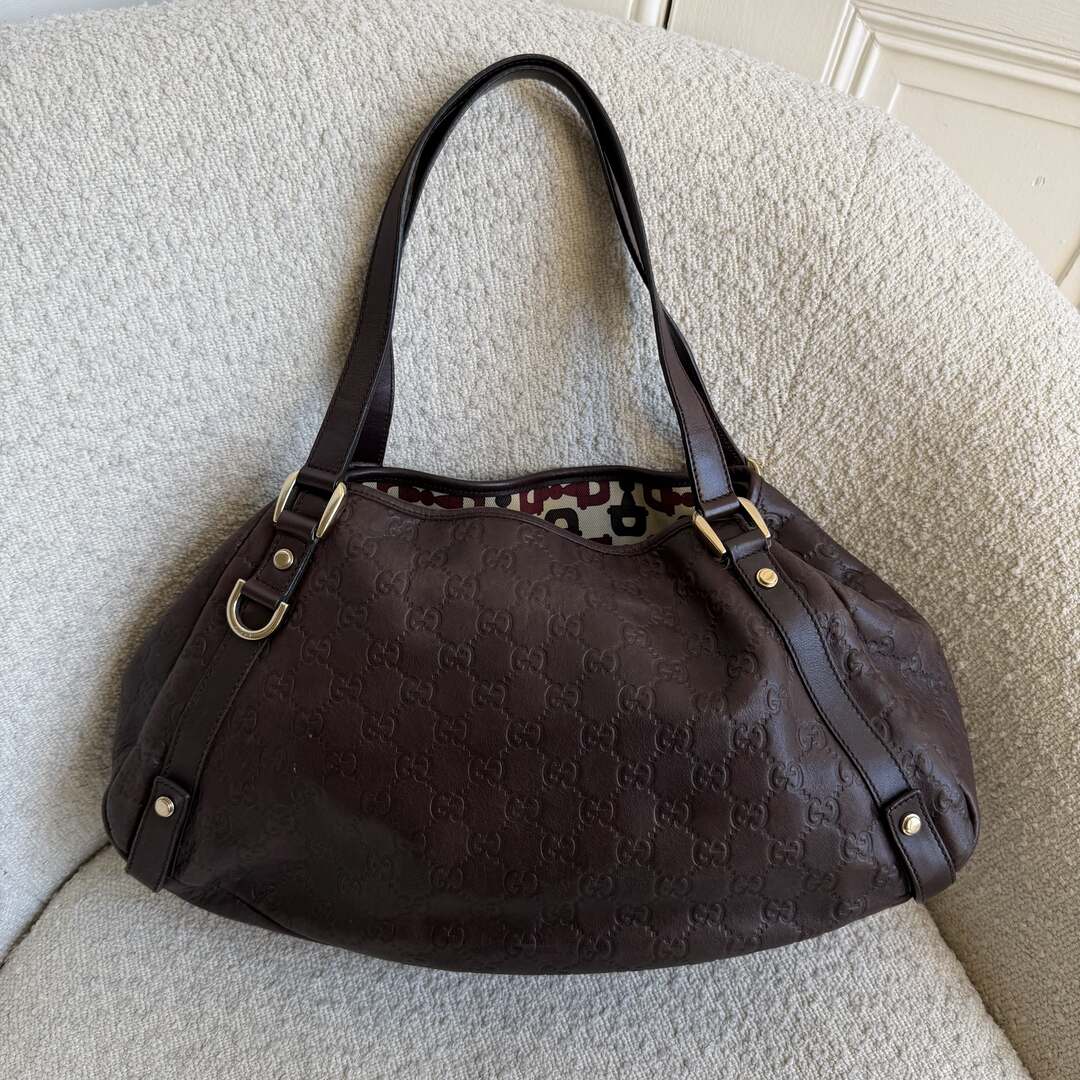 Gucci Guccissima Abbey Leather Brown Tote Bag