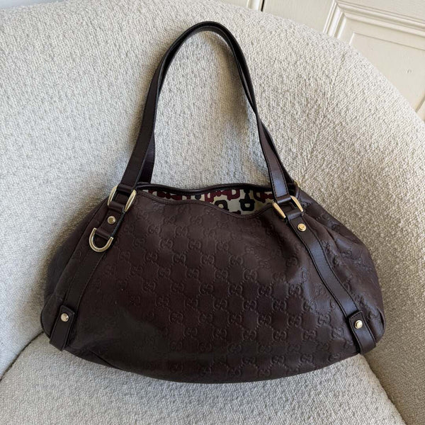 Gucci Guccissima Abbey Leather Brown Tote Bag