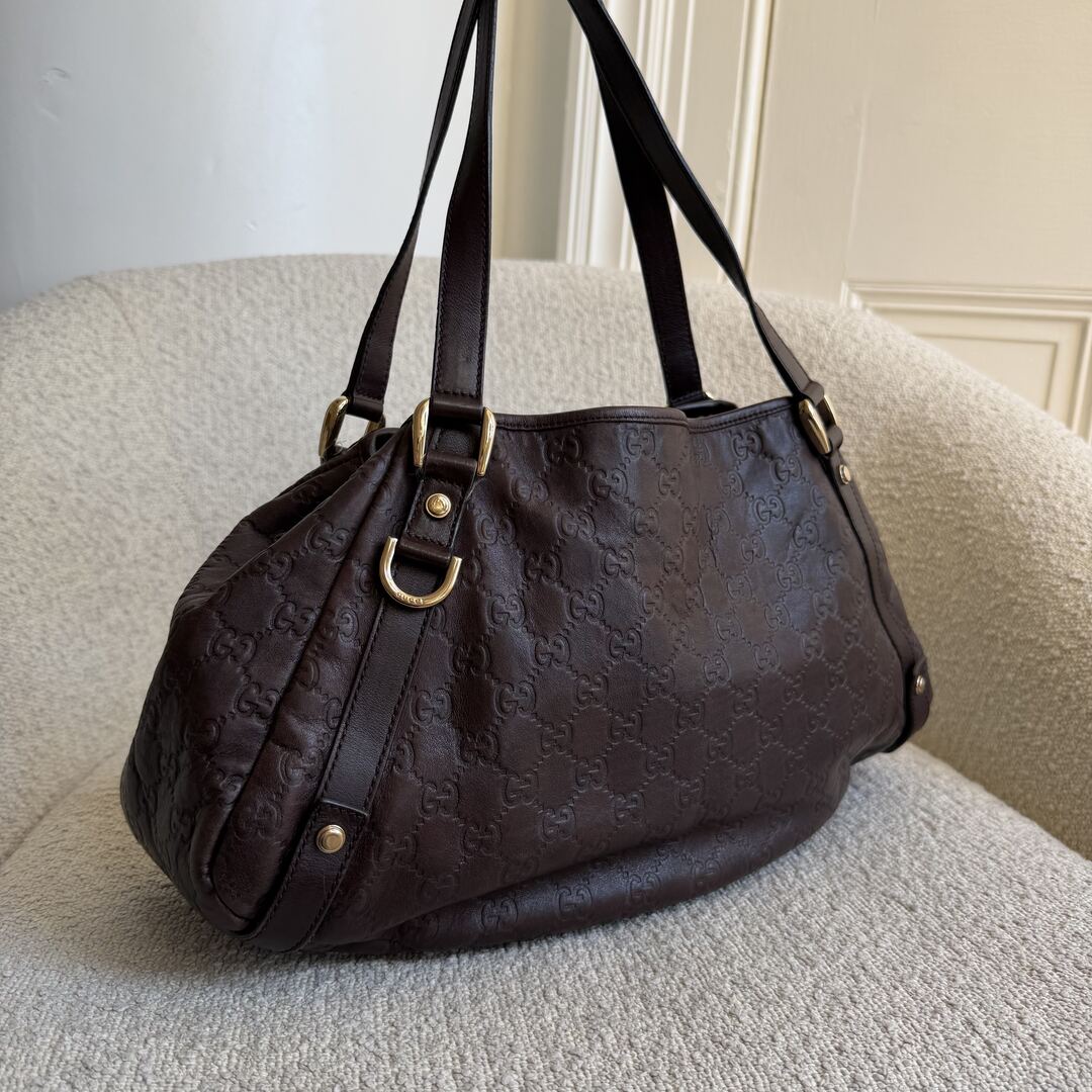 Gucci Guccissima Abbey Leather Brown Tote Bag