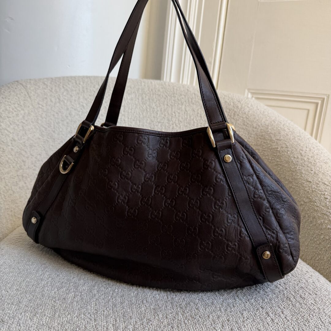 Gucci Guccissima Abbey Leather Brown Tote Bag