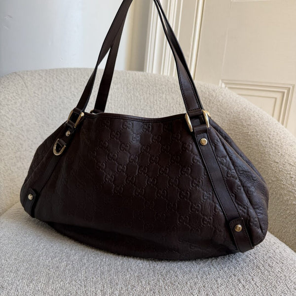 Gucci Guccissima Abbey Leather Brown Tote Bag