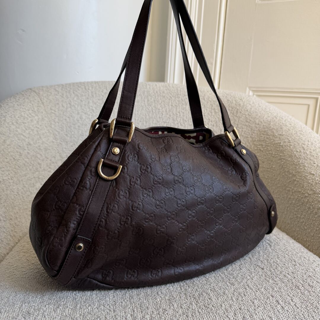 Gucci Guccissima Abbey Leather Brown Tote Bag