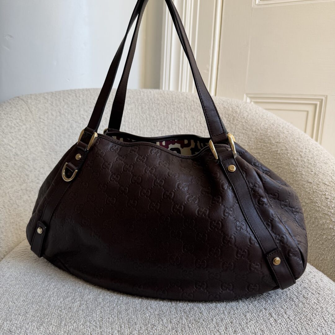 Gucci Guccissima Abbey Leather Brown Tote Bag