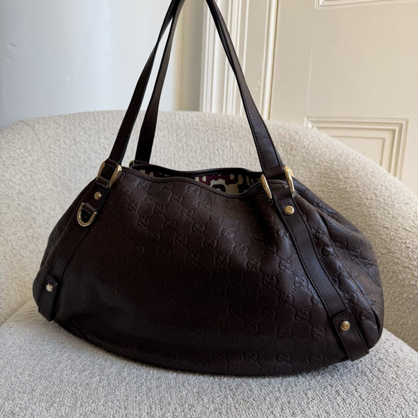 Gucci Guccissima Abbey Leather Brown Tote Bag