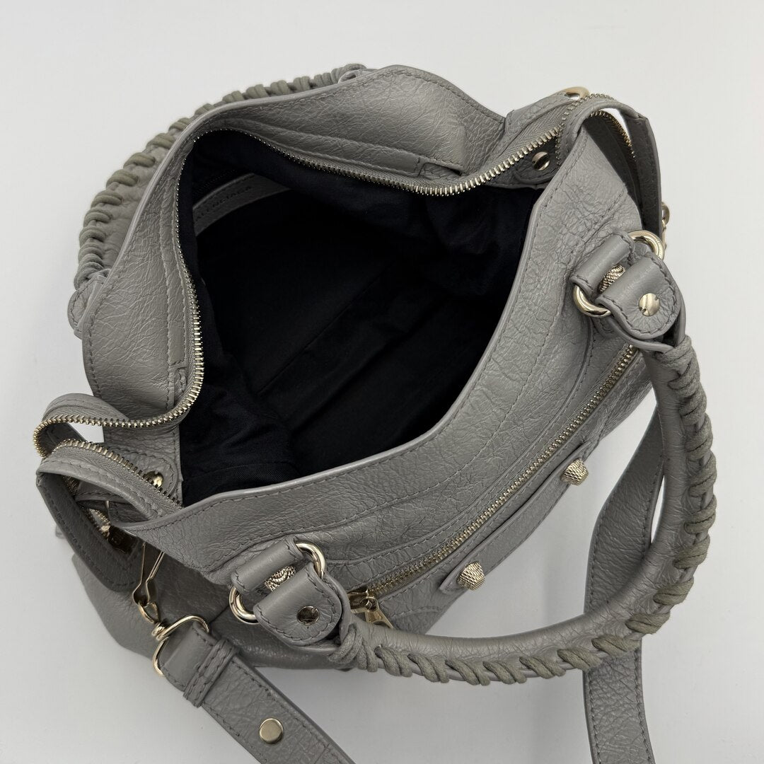 2015 Balenciaga The Town Grey Leather Bag