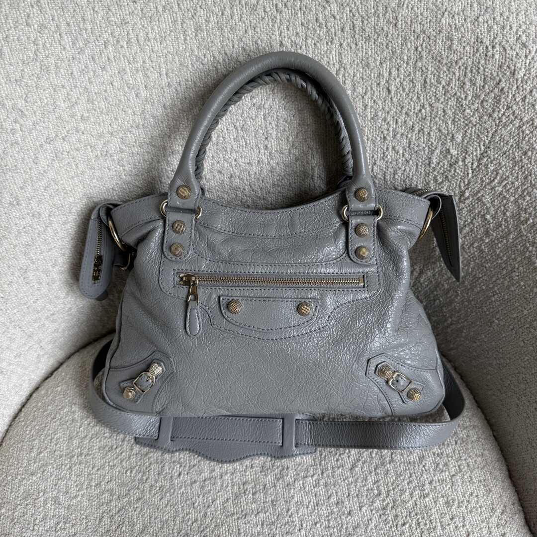 2015 Balenciaga The Town Grey Leather Bag