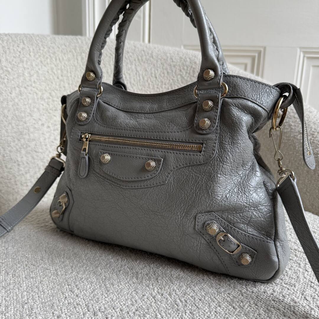 2015 Balenciaga The Town Grey Leather Bag