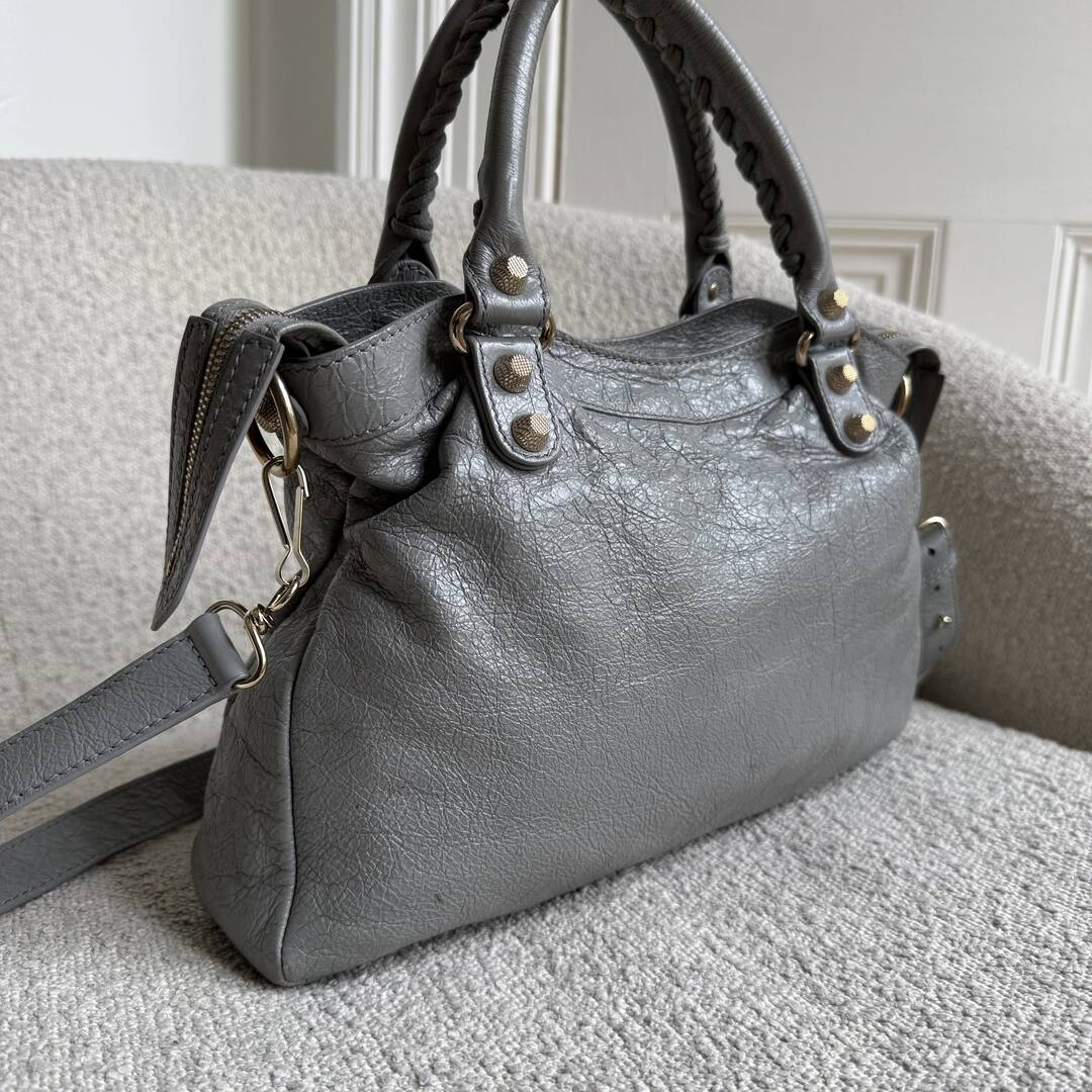 2015 Balenciaga The Town Grey Leather Bag