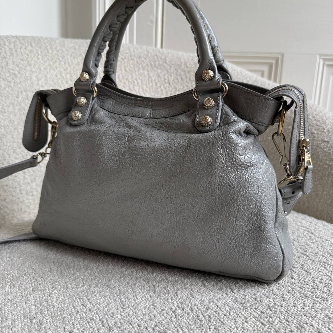 2015 Balenciaga The Town Grey Leather Bag
