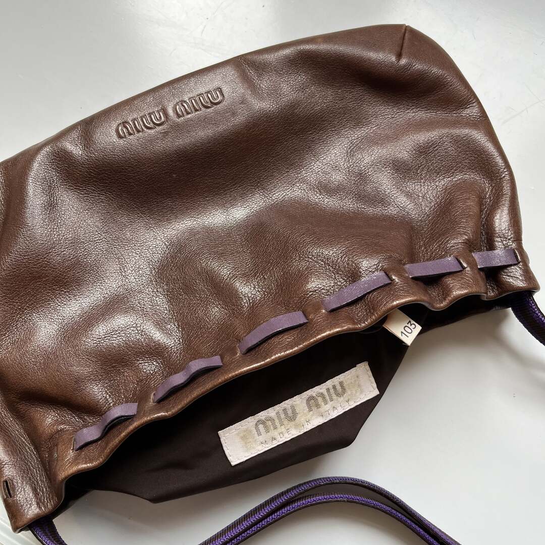 Miu Miu Archive Bow Leather Brown Shoulder Bag