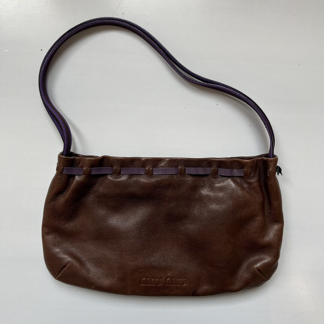 Miu Miu Archive Bow Leather Brown Shoulder Bag