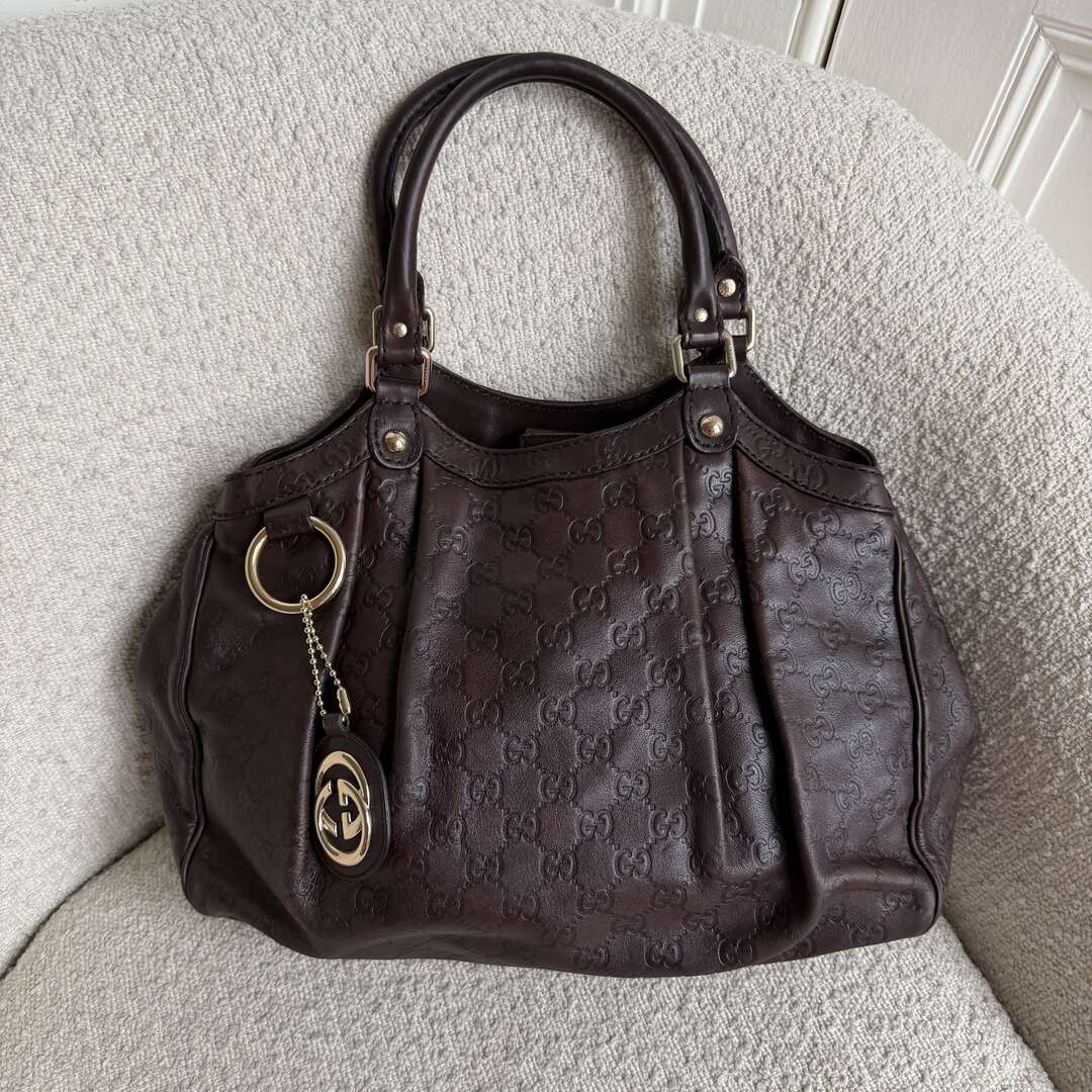 Gucci Guccissima Sukey Leather Brown Tote Bag