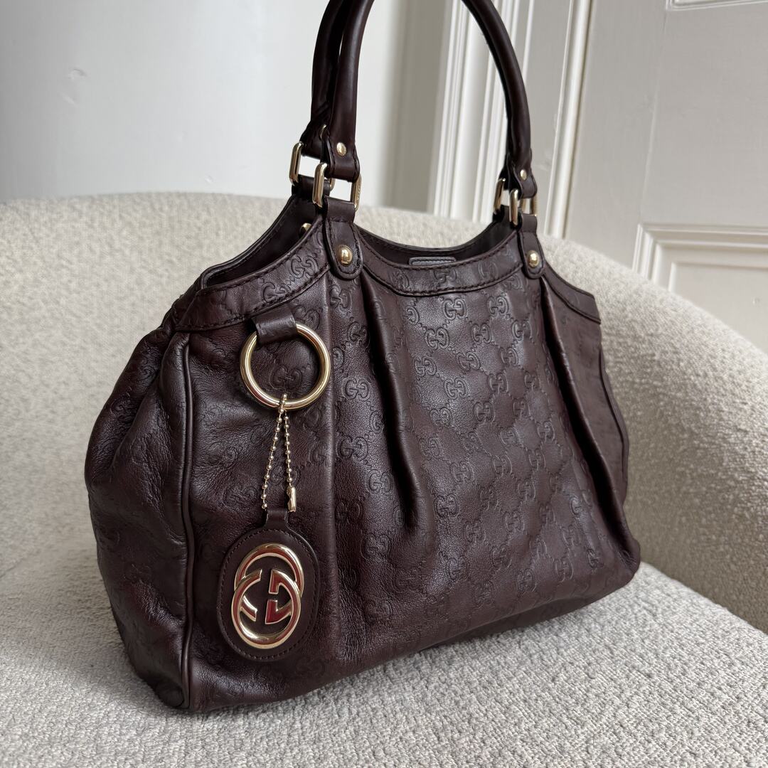 Gucci Guccissima Sukey Leather Brown Tote Bag