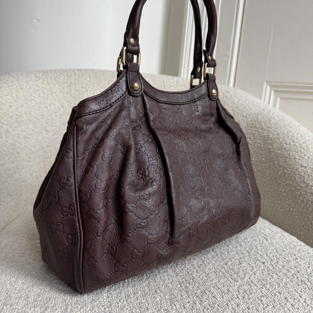 Gucci Guccissima Sukey Leather Brown Tote Bag